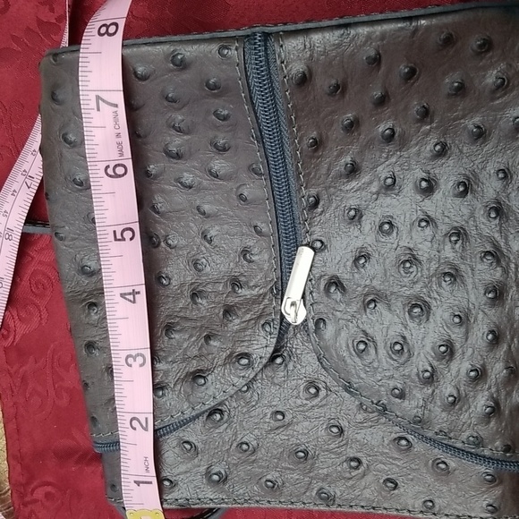 Crossbody bag, purse. Borse in pelle. Genuine leather ostrich, made in Italy. - Picture 8 of 10